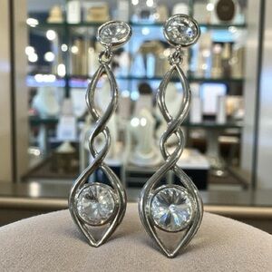 Stunning Silver Twisted Dangle Earrings
